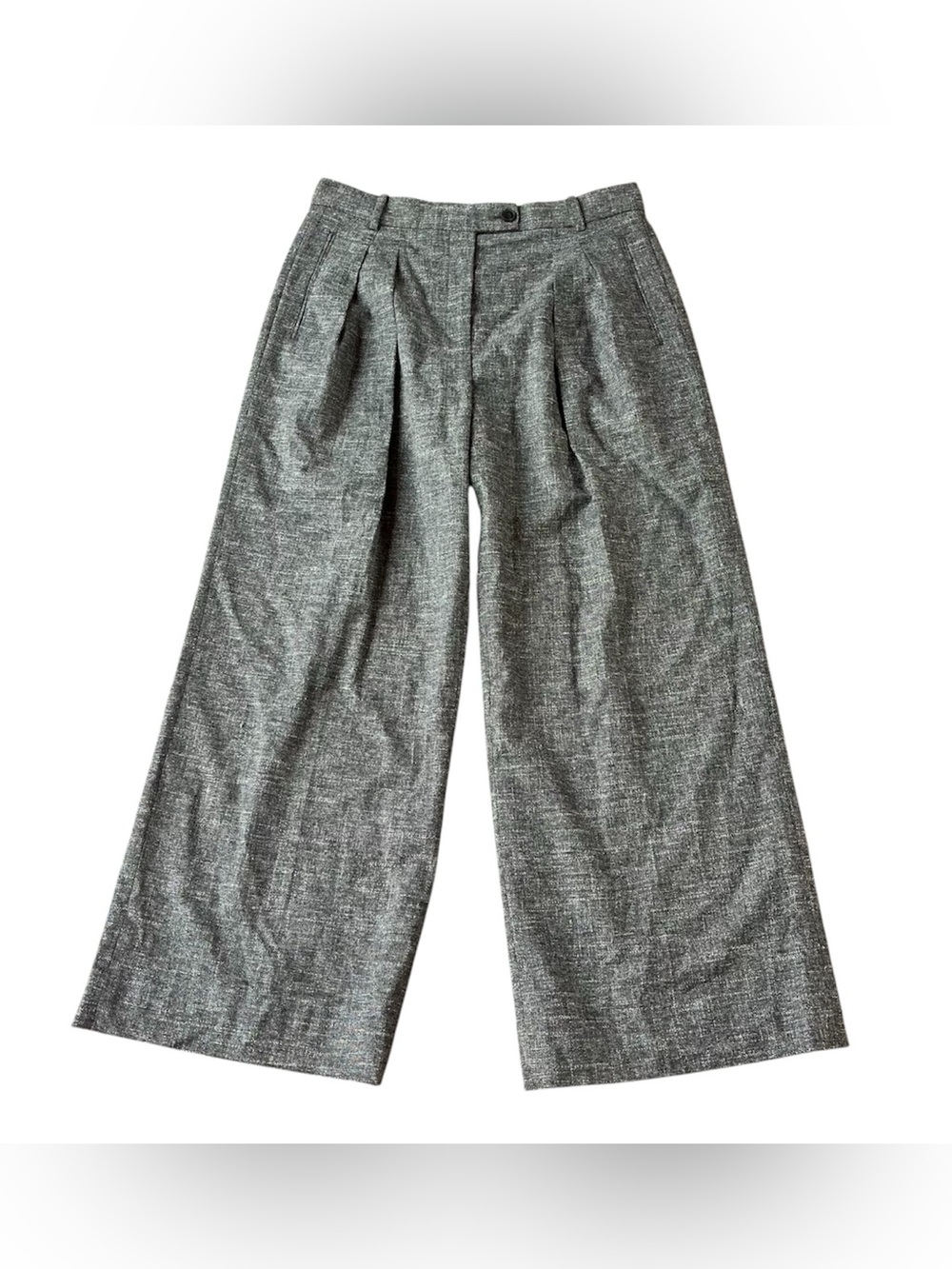 M.M. Lafleur New York Wool Blend High Rise Wide Leg Trousers Grey Size 12